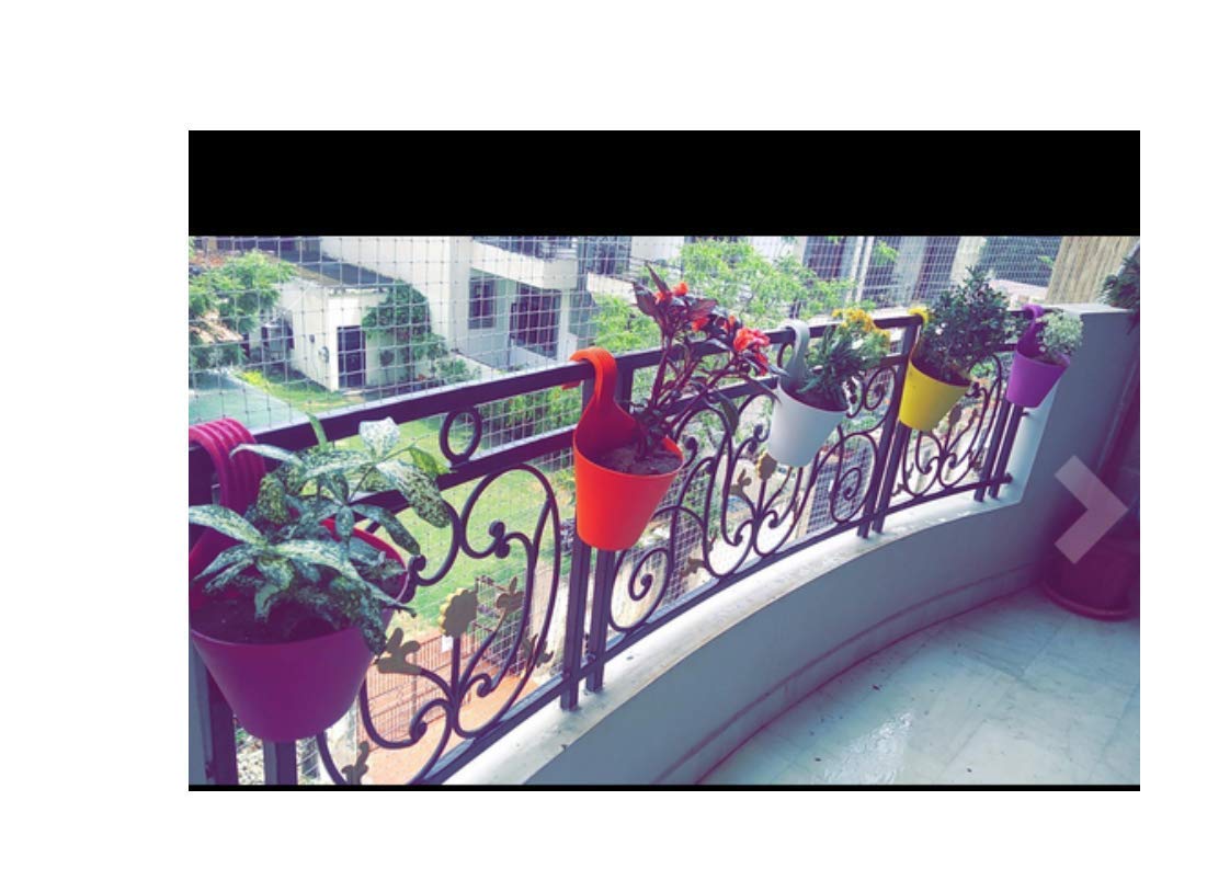 Railing Flower Pots, Balcony Railing Vertical Hook for Home Gardening ...